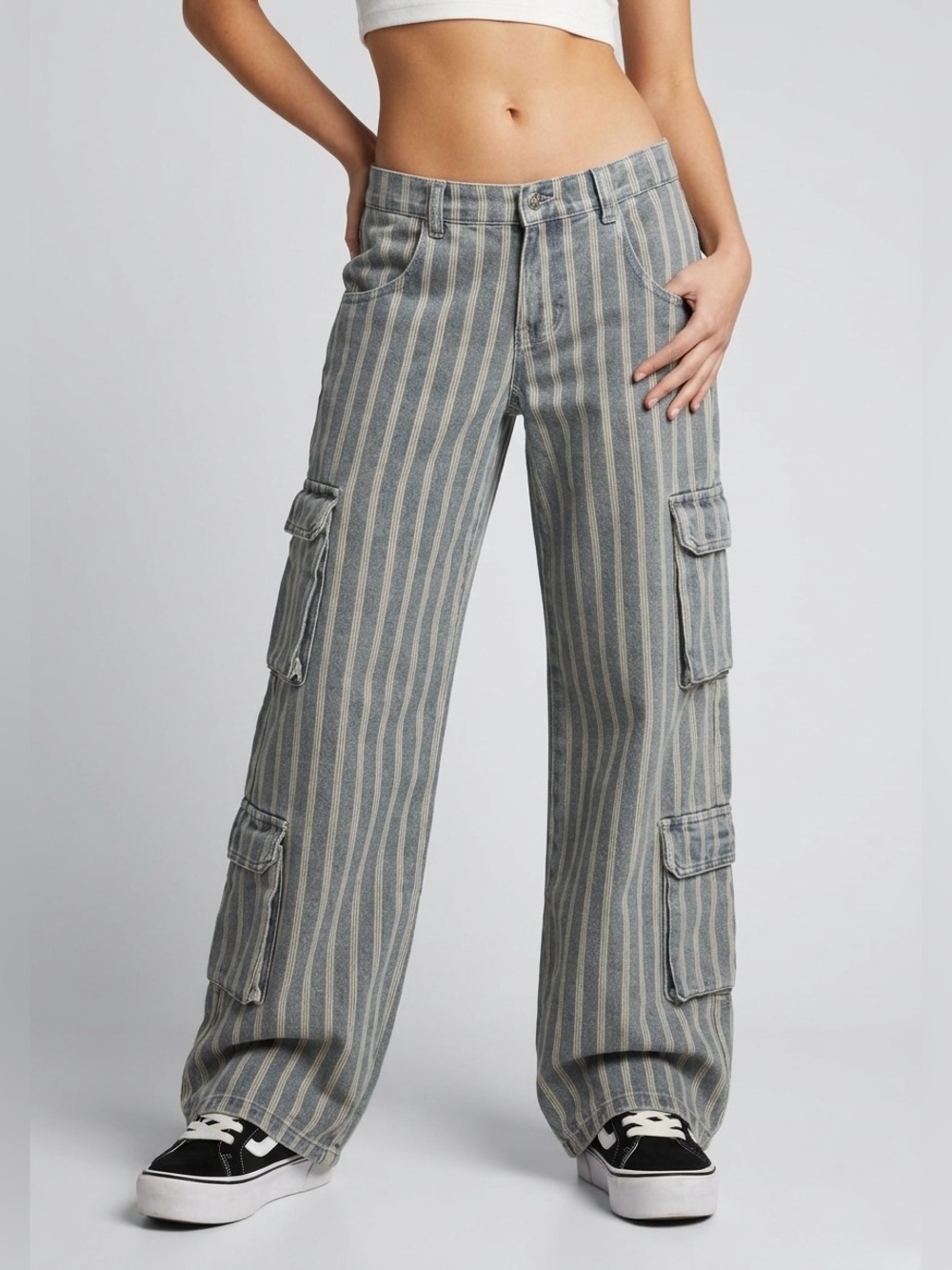 NWOT Dolls Kill Delia's "All I Do" Striped Twill Cargo Pants XS